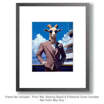 Reginald Ram - Animal Elite Wall Art Prints – 8″x10″ Artwork for 11″x14″ Frame
