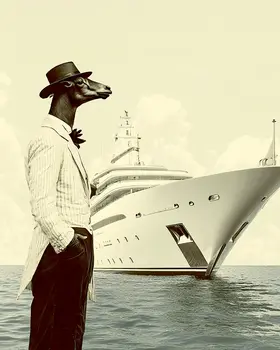 Horsehead Yachtsman - Animal Elite Wall Art Prints – 8″x10″ Artwork for 11″x14″ Frame
