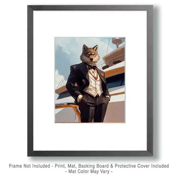 Wolf Entrepreneur - Animal Elite Wall Art Prints – 8″x10″ Artwork for 11″x14″ Frame