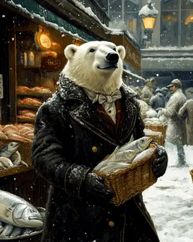 Polar Bear Heading Home - Animal Elite Wall Art Prints – 8″x10″ Artwork for 11″x14″ Frame