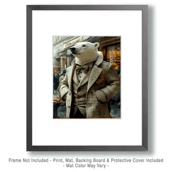 Mister Polar Bear - Animal Elite Wall Art Prints – 8″x10″ Artwork for 11″x14″ Frame