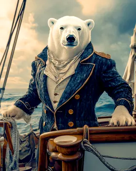 Admiral Polar Bear - Animal Elite Wall Art Prints – 8″x10″ Artwork for 11″x14″ Frame