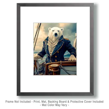 Admiral Polar Bear - Animal Elite Wall Art Prints – 8″x10″ Artwork for 11″x14″ Frame