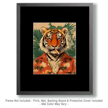 Smoking Tiger - Animal Elite Wall Art Prints – 8″x10″ Artwork for 11″x14″ Frame