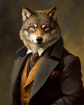 Executive Wolf - Animal Elite Wall Art Prints – 8″x10″ Artwork for 11″x14″ Frame