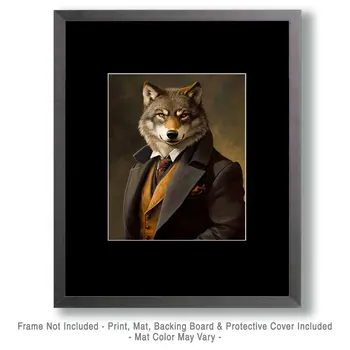 Executive Wolf - Animal Elite Wall Art Prints – 8″x10″ Artwork for 11″x14″ Frame