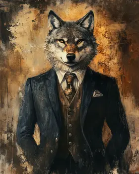 Businessman Wolf - Animal Elite Wall Art Prints – 8″x10″ Artwork for 11″x14″ Frame