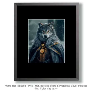 Wolf Chieftain - Animal Elite Wall Art Prints – 8″x10″ Artwork for 11″x14″ Frame