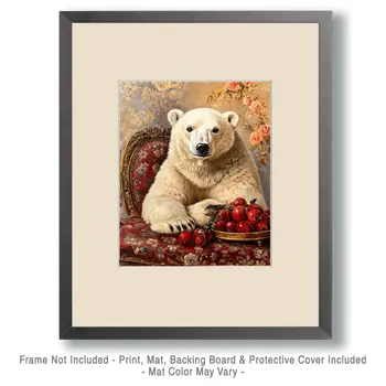 Polar Bear in Chair - Animal Still Life Wall Art Prints – 8″x10″ Artwork for 11″x14″ Frame