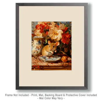 Field Mouse - Animal Still Life Wall Art Prints – 8″x10″ Artwork for 11″x14″ Frame