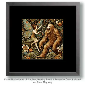 Bigfoot Angry with Tourists  - Bigfoot Art Prints – 8″x10″ Artwork in 11″x14″ Mat