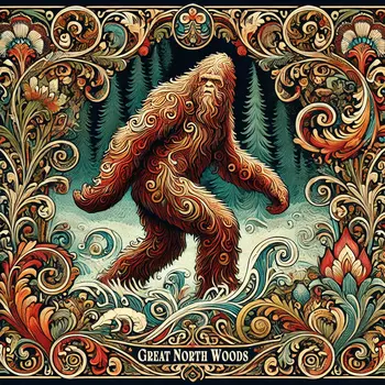 Great North Woods Bigfoot Sighting - Bigfoot Art Prints – 8″x8″ Artwork in 12″x12″ Mat