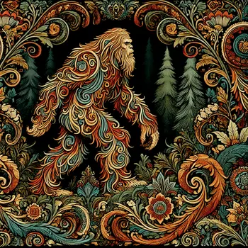 There Goes Bigfoot - Bigfoot Art Prints – 8″x8″ Artwork in 12″x12″ Mat