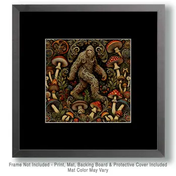 Amanita Sasquatch - Bigfoot Art Prints – 8″x8″ Artwork in 12″x12″ Mat