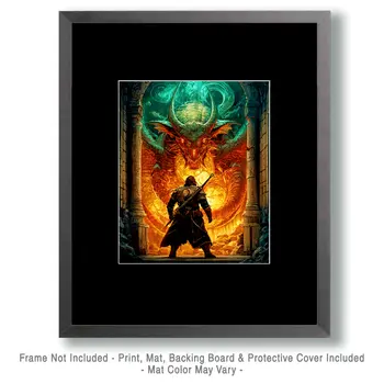 Facing Draco - Dragon Wall Art Prints – 8″x10″ Artwork for 11″x14″ Frame