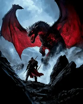 Standing Ready - Dragon Wall Art Prints – 8″x10″ Artwork for 11″x14″ Frame