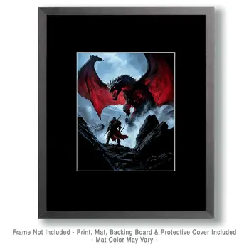 Standing Ready - Dragon Wall Art Prints – 8″x10″ Artwork for 11″x14″ Frame