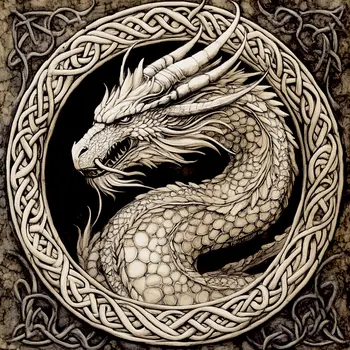 Celtic Dragon Circle - Dragon Wall Art Prints – 8″x10″ Artwork for 11″x14″ Frame