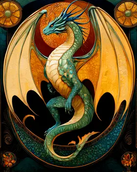 Northern Green Dragon - Dragon Wall Art Prints – 8″x10″ Artwork for 11″x14″ Frame