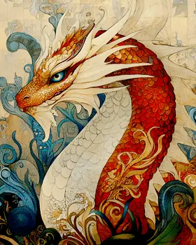 Water Serpent - Dragon Wall Art Prints – 8″x10″ Artwork for 11″x14″ Frame