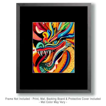 Pop Art Draco - Dragon Wall Art Prints – 8″x10″ Artwork for 11″x14″ Frame