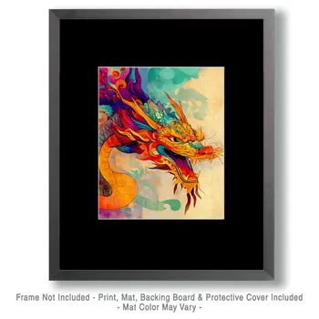 Fierce Draco - Dragon Wall Art Prints – 8″x10″ Artwork for 11″x14″ Frame
