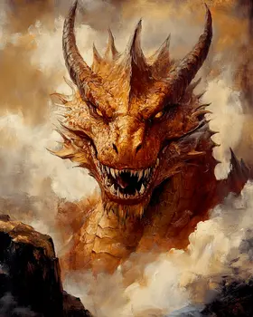 Draco Encounter - Dragon Wall Art Prints – 8″x10″ Artwork for 11″x14″ Frame