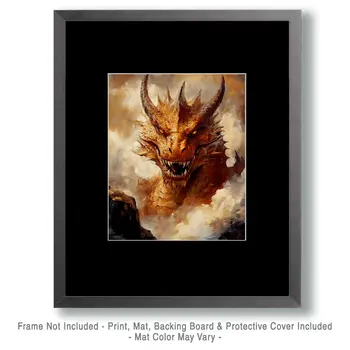 Draco Encounter - Dragon Wall Art Prints – 8″x10″ Artwork for 11″x14″ Frame