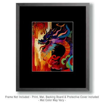 Dark Serpent - Dragon Wall Art Prints – 8″x10″ Artwork for 11″x14″ Frame