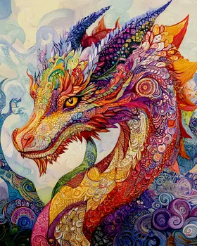 BOHO Draco - Dragon Wall Art Prints – 8″x10″ Artwork for 11″x14″ Frame