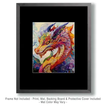 BOHO Draco - Dragon Wall Art Prints – 8″x10″ Artwork for 11″x14″ Frame
