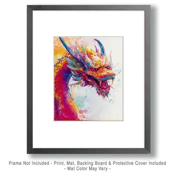 Draco Fury - Dragon Wall Art Prints – 8″x10″ Artwork for 11″x14″ Frame