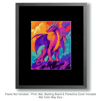 Pop Art Draco - Dragon Wall Art Prints – 8″x10″ Artwork for 11″x14″ Frame
