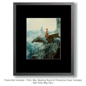 Princess Draco Surveying Kingdom - Dragon Wall Art Prints – 8″x10″ Artwork for 11″x14″ Frame