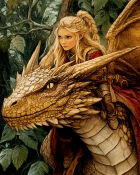 Elf Rides a Draco - Dragon Wall Art Prints – 8″x10″ Artwork for 11″x14″ Frame