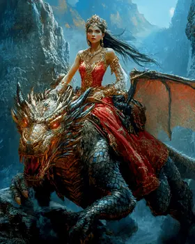 Princess' Wild Draco Ride - Dragon Wall Art Prints – 8″x10″ Artwork for 11″x14″ Frame