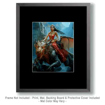 Princess' Wild Draco Ride - Dragon Wall Art Prints – 8″x10″ Artwork for 11″x14″ Frame