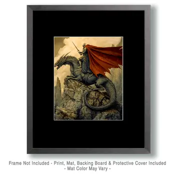 Knight Draco - Dragon Wall Art Prints – 8″x10″ Artwork for 11″x14″ Frame
