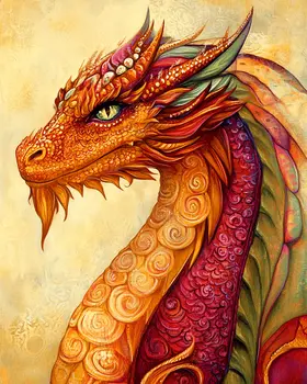 Stylized Draco - Dragon Wall Art Prints – 8″x10″ Artwork for 11″x14″ Frame