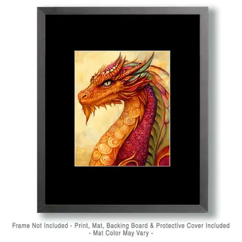 Stylized Draco - Dragon Wall Art Prints – 8″x10″ Artwork for 11″x14″ Frame