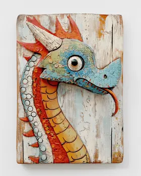 Draco Wood Block - Dragon Wall Art Prints – 8″x10″ Artwork for 11″x14″ Frame