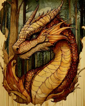 Woodland Draco - Dragon Wall Art Prints – 8″x10″ Artwork for 11″x14″ Frame