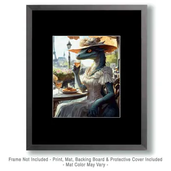 Ms Draco at a Paris Cafe - Dragon Wall Art Prints – 8″x10″ Artwork for 11″x14″ Frame