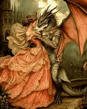 The Draco Princess Dance - Dragon Wall Art Prints – 8″x10″ Artwork for 11″x14″ Frame