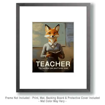 Teacher: The Hardest Job You'll Ever Love - Teacher & Education Art Prints - 8"x10" Artwork for 11"x14" Frame