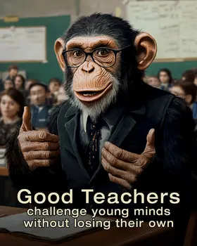 Good teachers challenge young minds without losing their own. - Teacher & Education Art Prints - 8"x10" Artwork for 11"x14" Frame