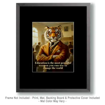 Education is the most powerful weapon which you can use to change the world - Teacher & Education Art Prints - 8"x10" Artwork for 11"x14" Frame