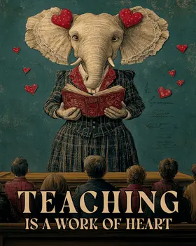Teaching is a Work of Heart - Teacher & Education Art Prints - 8"x10" Artwork for 11"x14" Frame