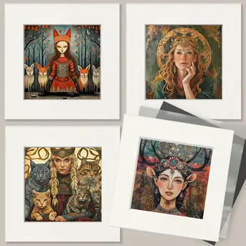 Portrait of a Young Freya and Her Cat - Freya the Norse Goddess Wall Art Prints – 8″x10″ Artwork for 11″x14″ Frame