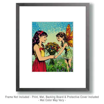 A Little Love From Above - Fairies Wall Art Prints – 8″x10″ Artwork for 11″x14″ Frame